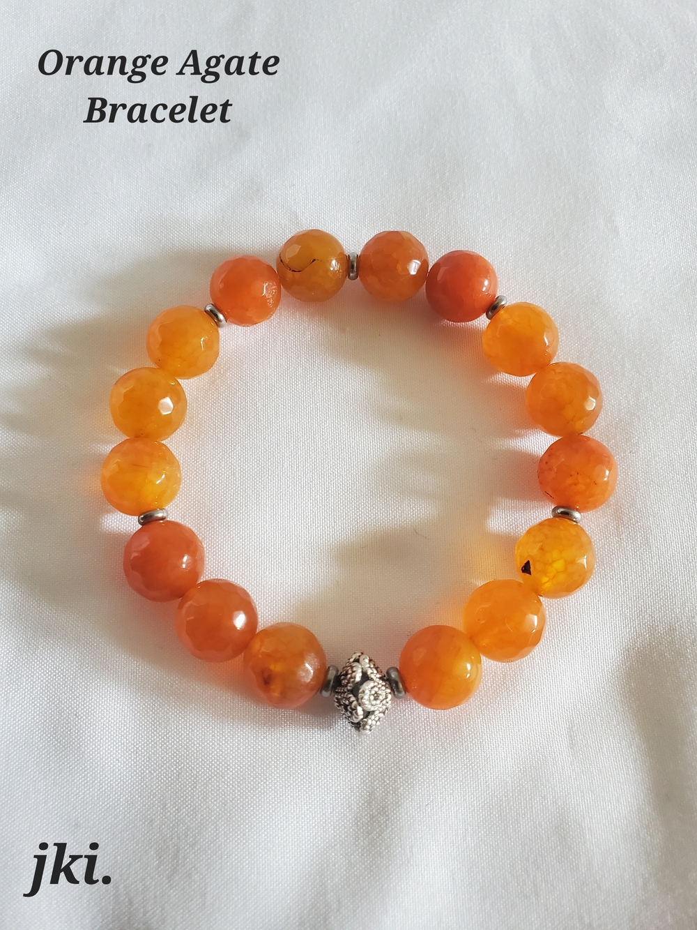 Orange Agate Beaded Bracelet